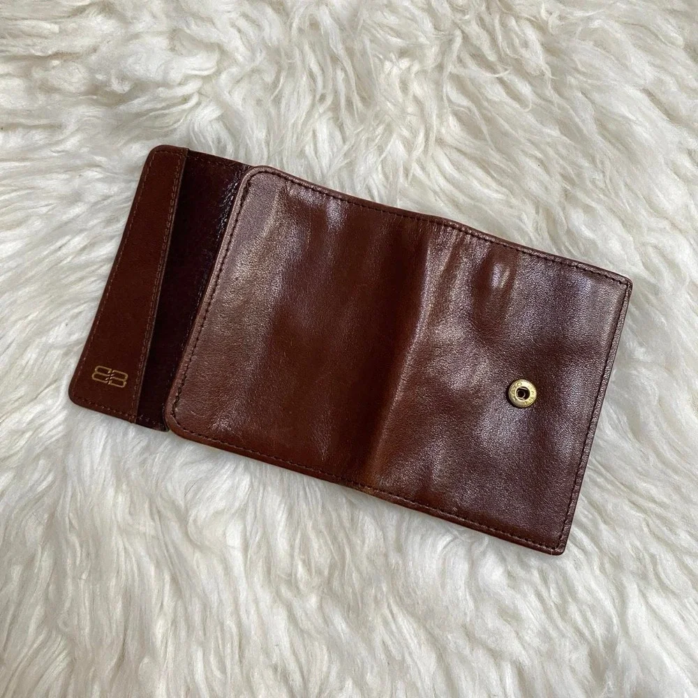 BALENCIAGA BROWN LEATHER CARD KEYS ID HOLDER SINGAPORE SOUVENIR TEXTURED PANEL